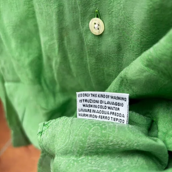 ALESSANDRO GHERARDESCHI Dress Shirt XL Green woven in paisley design long sleeve - Picture 5 of 10